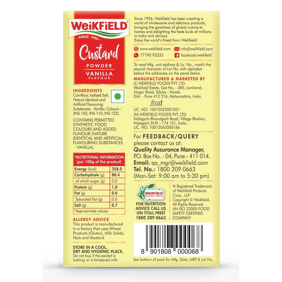 Weikfield Custard Powder Vanilla Flavour Carton