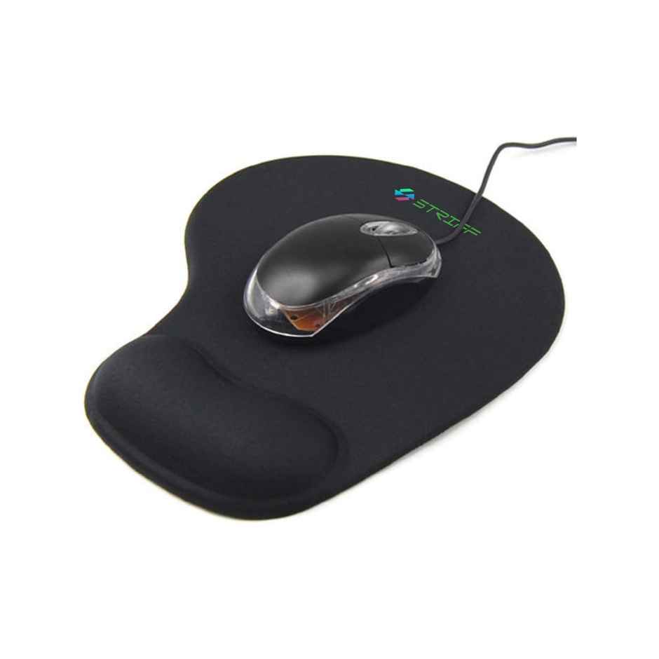 Striff Gel_Wrist_Support Mouse Pad With, Gaming Mouse Pad With Lycra Cloth Nonslip (Black)