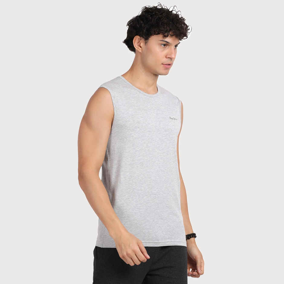 Pepe Jeans Men's Cotton Solid Tank Top | Lightweight and Soft | ATV02 | Grey - S