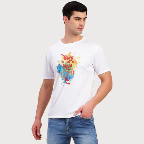 Freecultr Unisex Printed Holi T-Shirt Bura Na Mano Holi Hai | Pack Of 1 | White | XXL