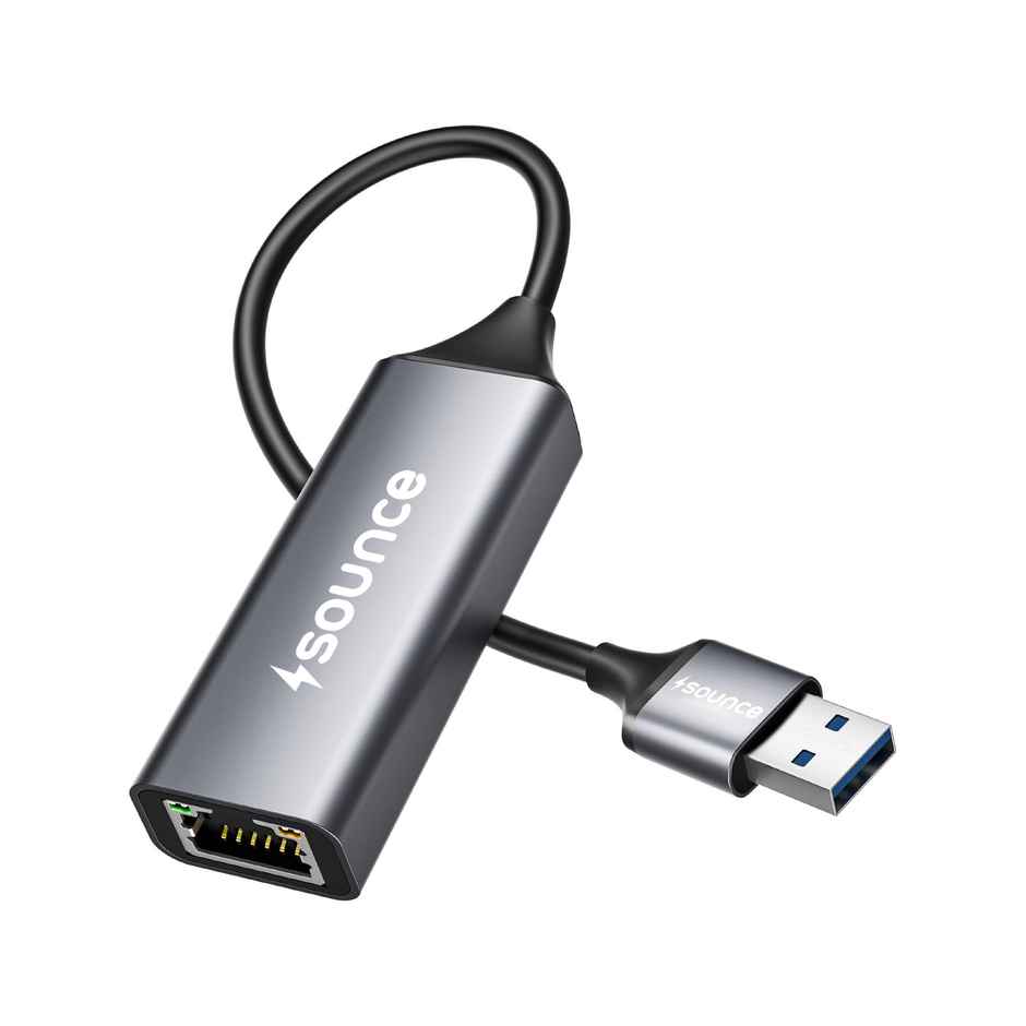 Sounce Usb 2.0 To Rj45 Ethernet Adapter, Usb To 10/100/1000 Gigabit Ethernet Lan Network Adapter, Black