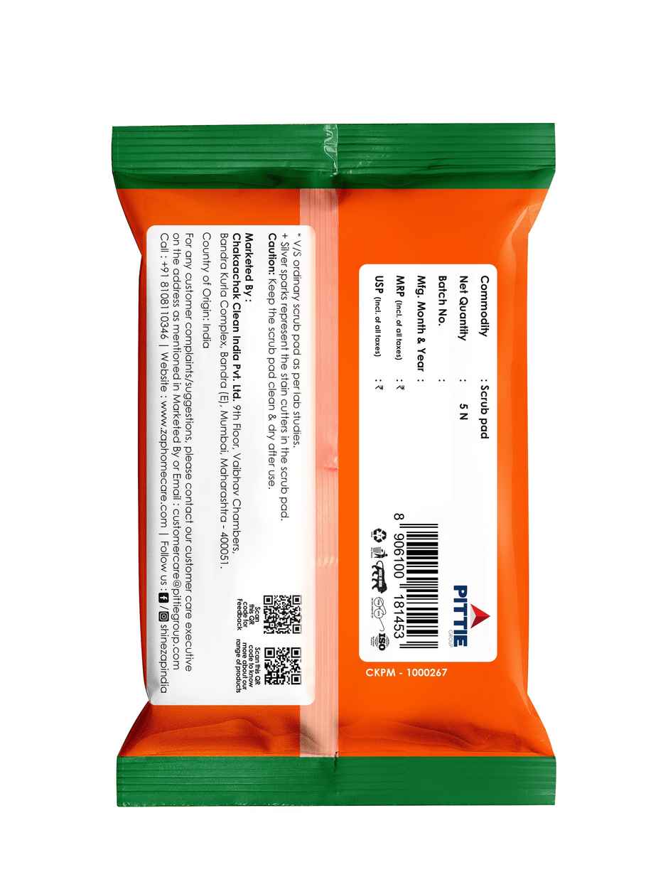 Shinezap silver Scrub pad Pack of 5 Combo  