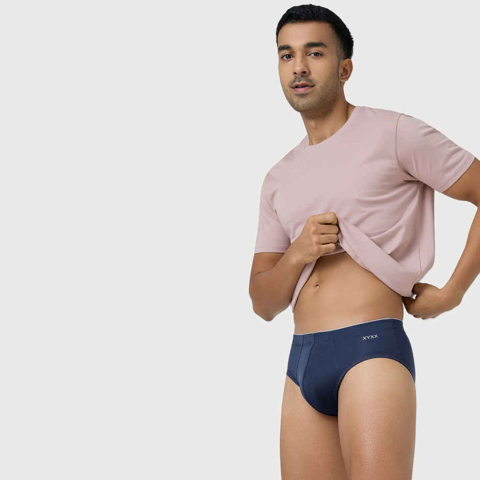 XYXX Men's Uno Modal Briefs pack of 2, Black & Dress Blue| S