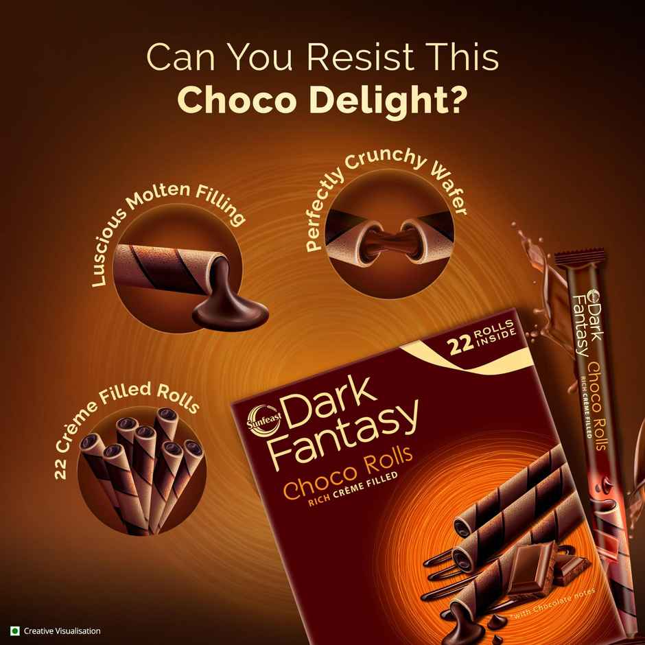 Sunfeast Dark Fantasy Choco Rolls | Crunchy Wafer Rolls