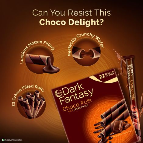 Sunfeast Dark Fantasy Choco Rolls | Crunchy Wafer Rolls