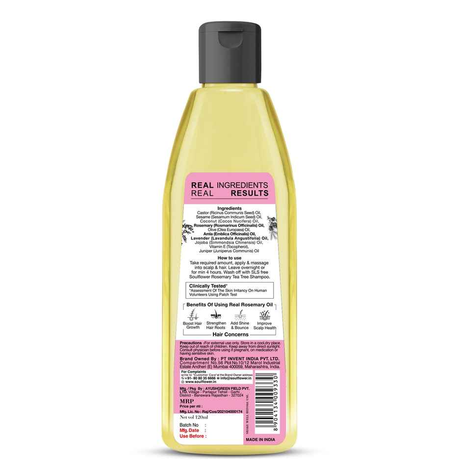 Soulflower Pure & Natural Rosemary Lavender Healthy Hair Oil For Hair Growth And Hair Fall Control