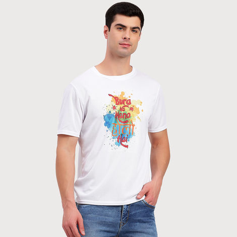 Freecultr Unisex Printed Holi T-Shirt Bura Na Mano Holi Hai | Pack Of 1 | White | XXL
