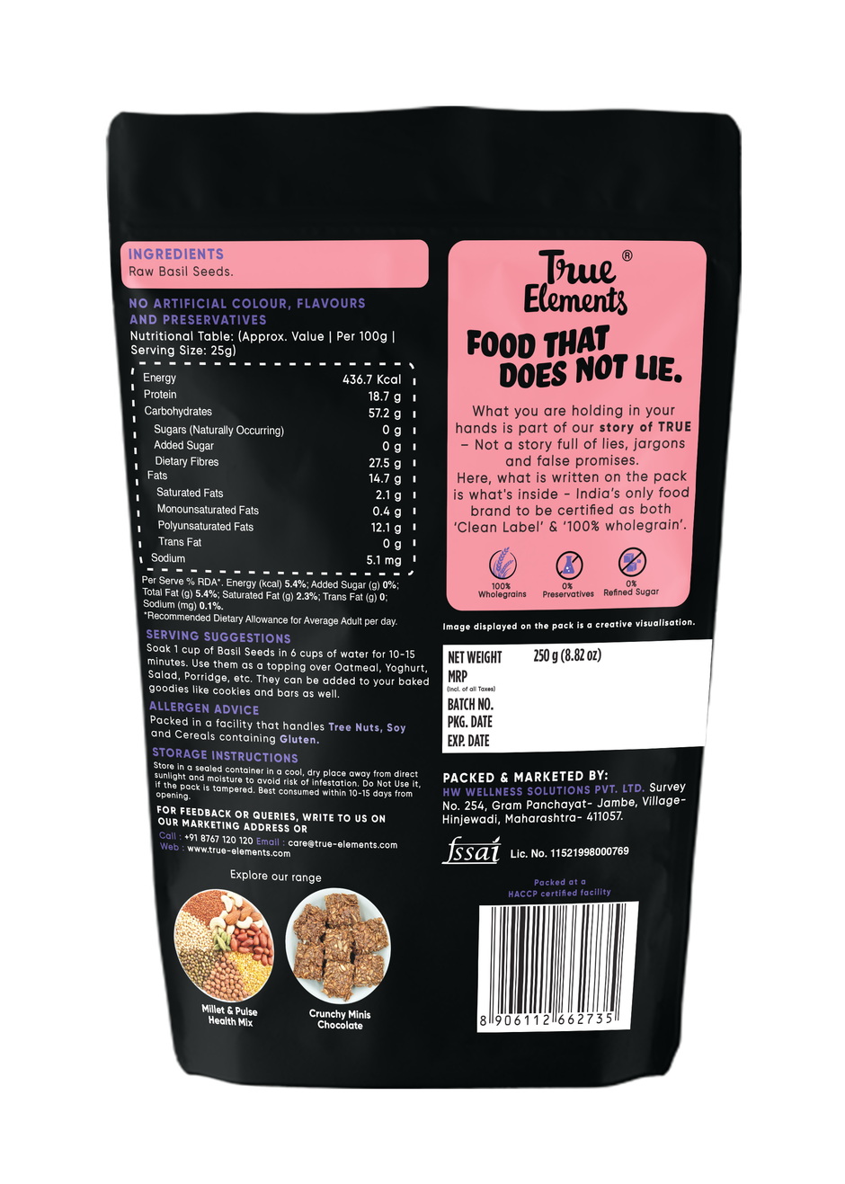 True Elements Basil Seeds Raw