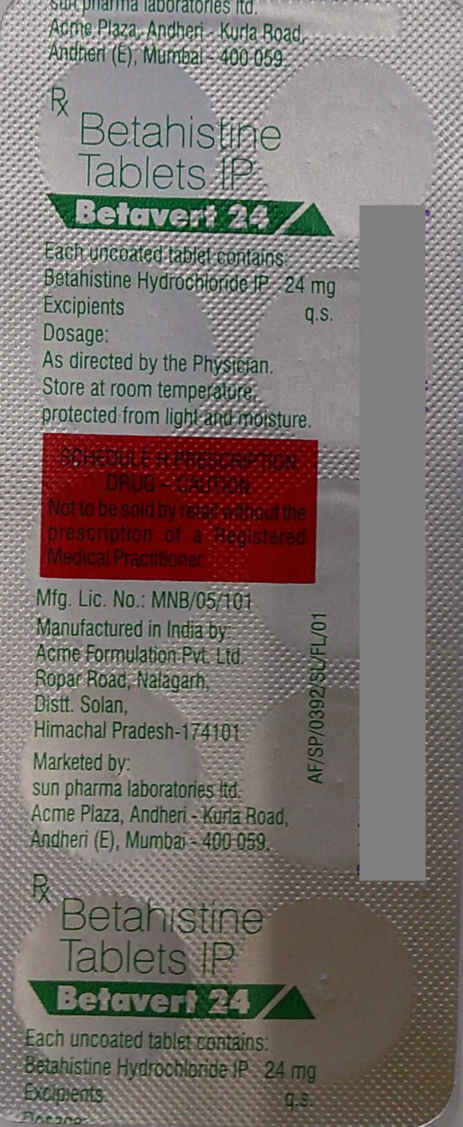 Betavert 24 Tablet