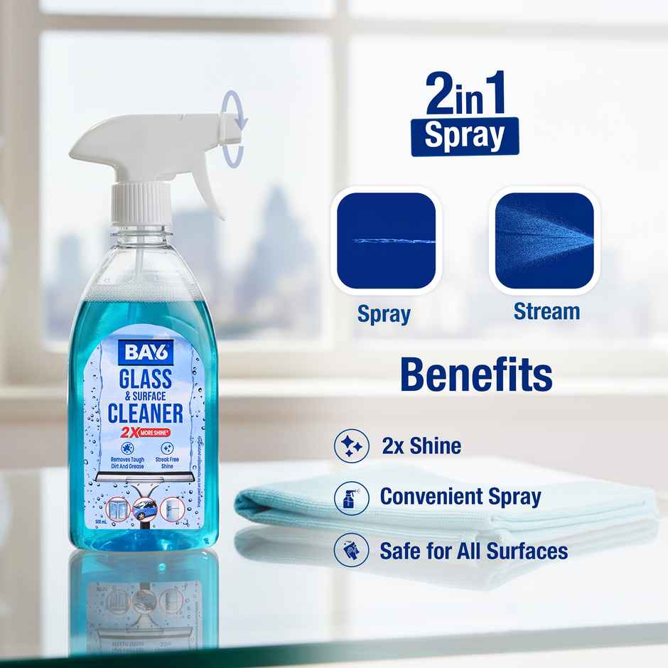 BAY6 Glass and Surface Cleaner 2X Shine Tough Dirt & Grease Removal