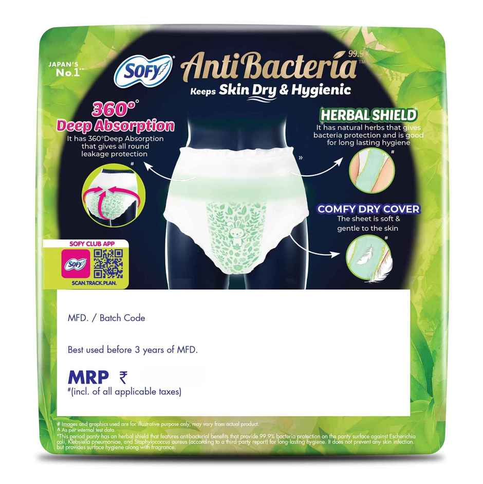 Sofy AntiBacteria Period Panty Women | L-XL | 360 Deep Absorption Herbal Shield