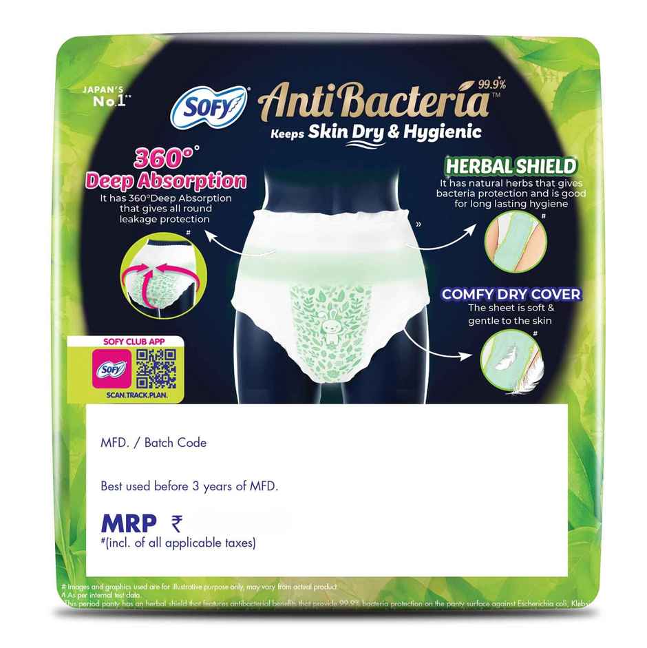 Sofy AntiBacteria Period Panty Women | M-L | 360 Deep Absorption Herbal Shield
