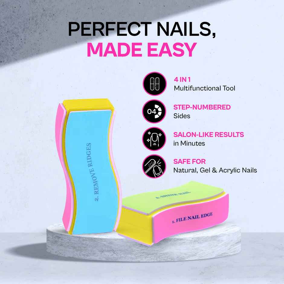 Colors Queen 4 in 1 Nail Buffer, Shiner & Filer | Professional Nail Care Kit