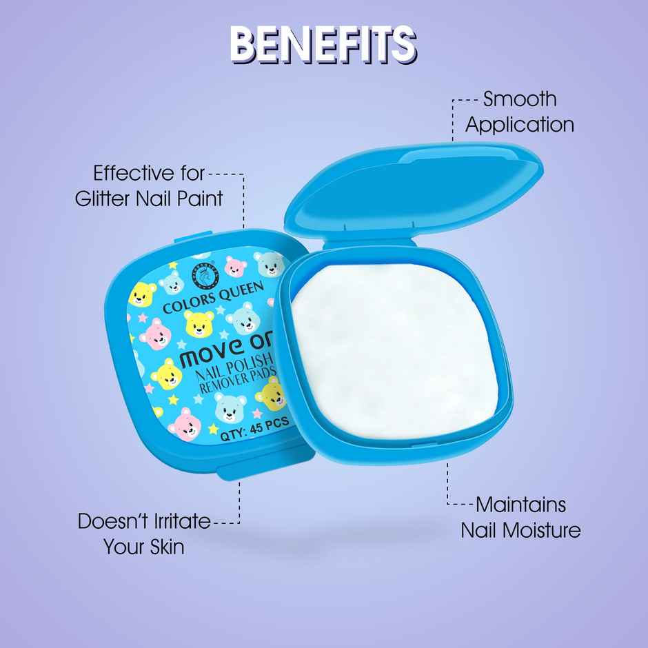 Colors Queen Move On Nail Polish Removers Pads | 45 Wipes | Assorted 