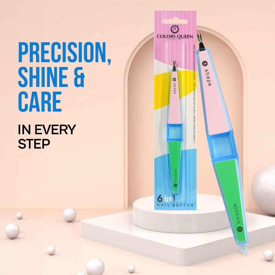 Colors Queen 6-in-1 Nail Buffer & Cuticle Cutter & Pusher | Professional Nail Care Kit