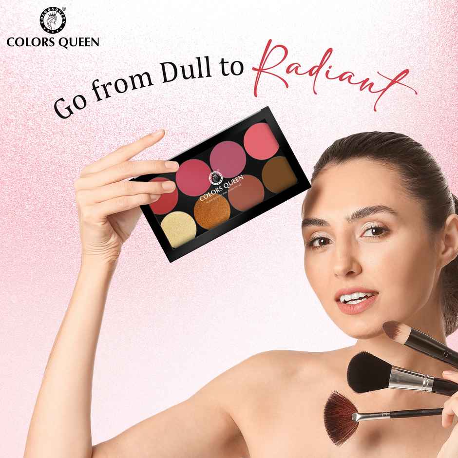 Colors Queen Ultra Professional Blush Palette with Shimmer Highlighters and Contour | Shade | 01