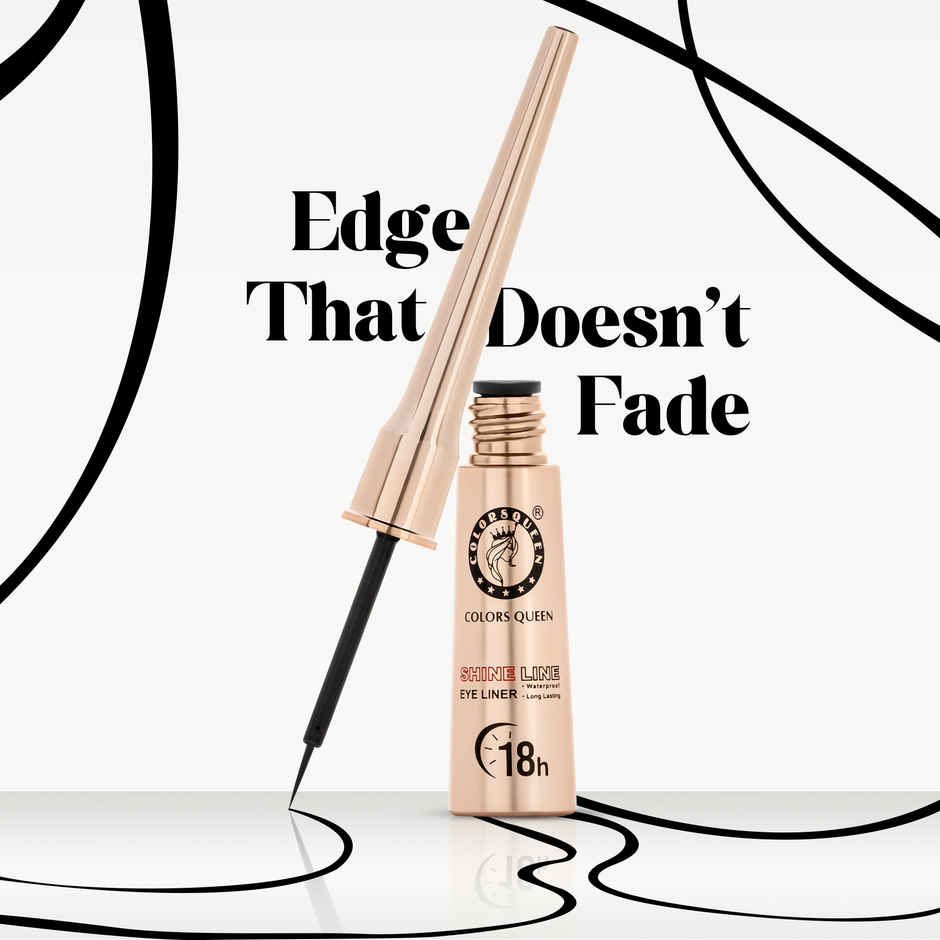 Colors Queen Black shine line Eyeliner | Matte Finish, up to 12 Hrs | Waterproof | One Stroke Glide