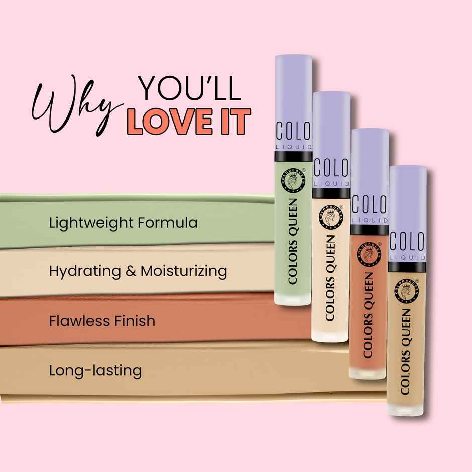 Colors Queen Conceal & Reveal Liquid Long Lasting Concealer with Matte Finishl | Orange Corrector