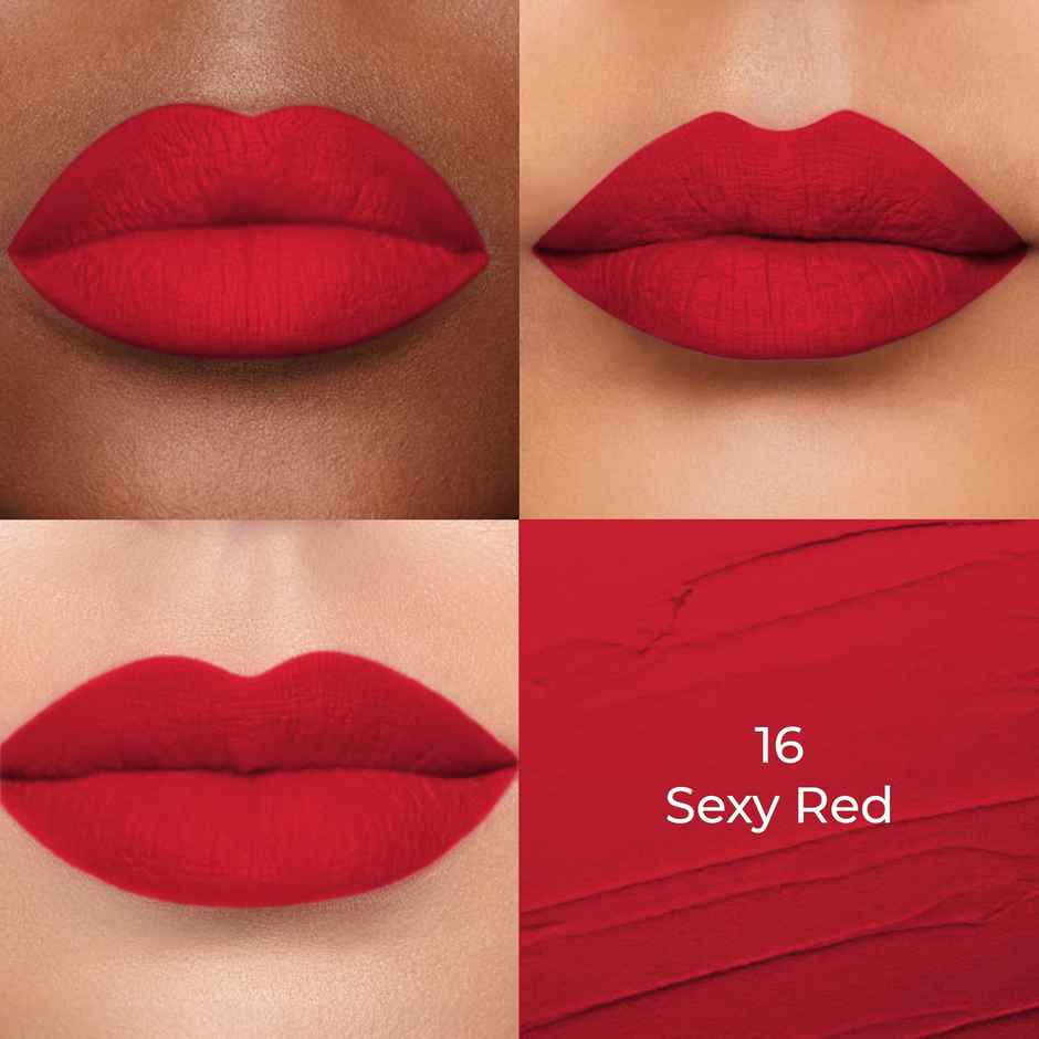 Colors Queen Lippie Creamy Matte Lipstick for Women Infused with Jojoba Oil | 16 | Sexy Red