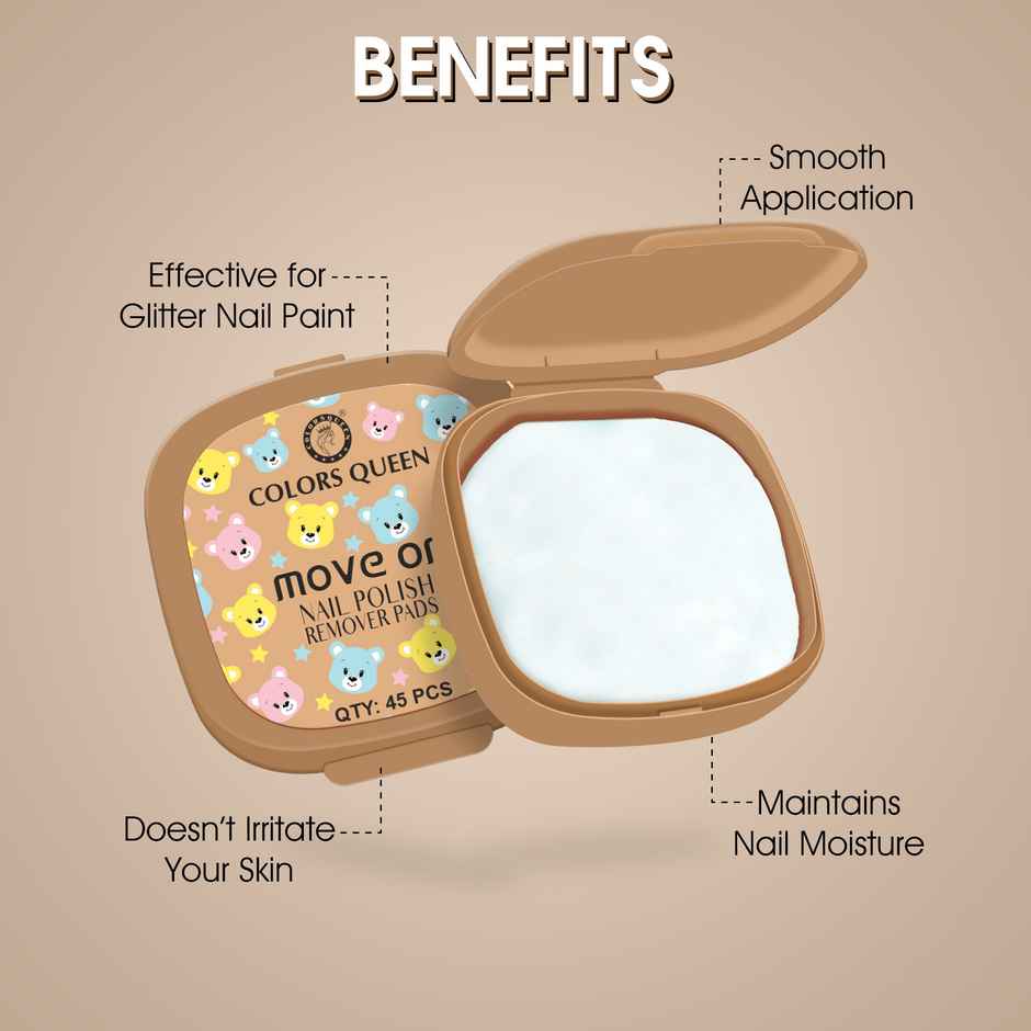 Colors Queen Move On Nail Polish Removers Pads | 45 Wipes | Brown