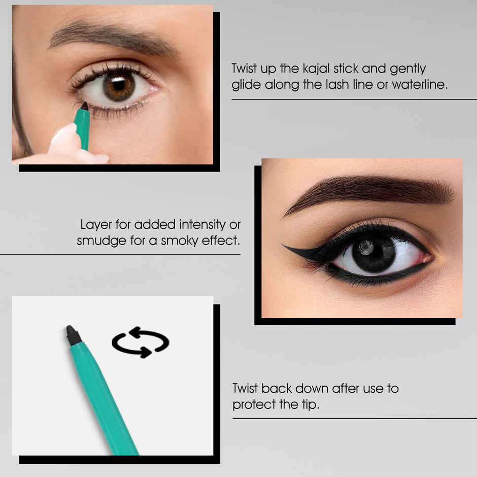 Colors Queen Bold Eyes Auto Kohl Kajal With Vitamin E | Jet Black