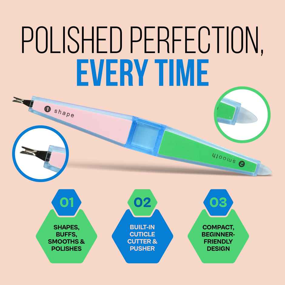 Colors Queen 6-in-1 Nail Buffer & Cuticle Cutter & Pusher | Professional Nail Care Kit