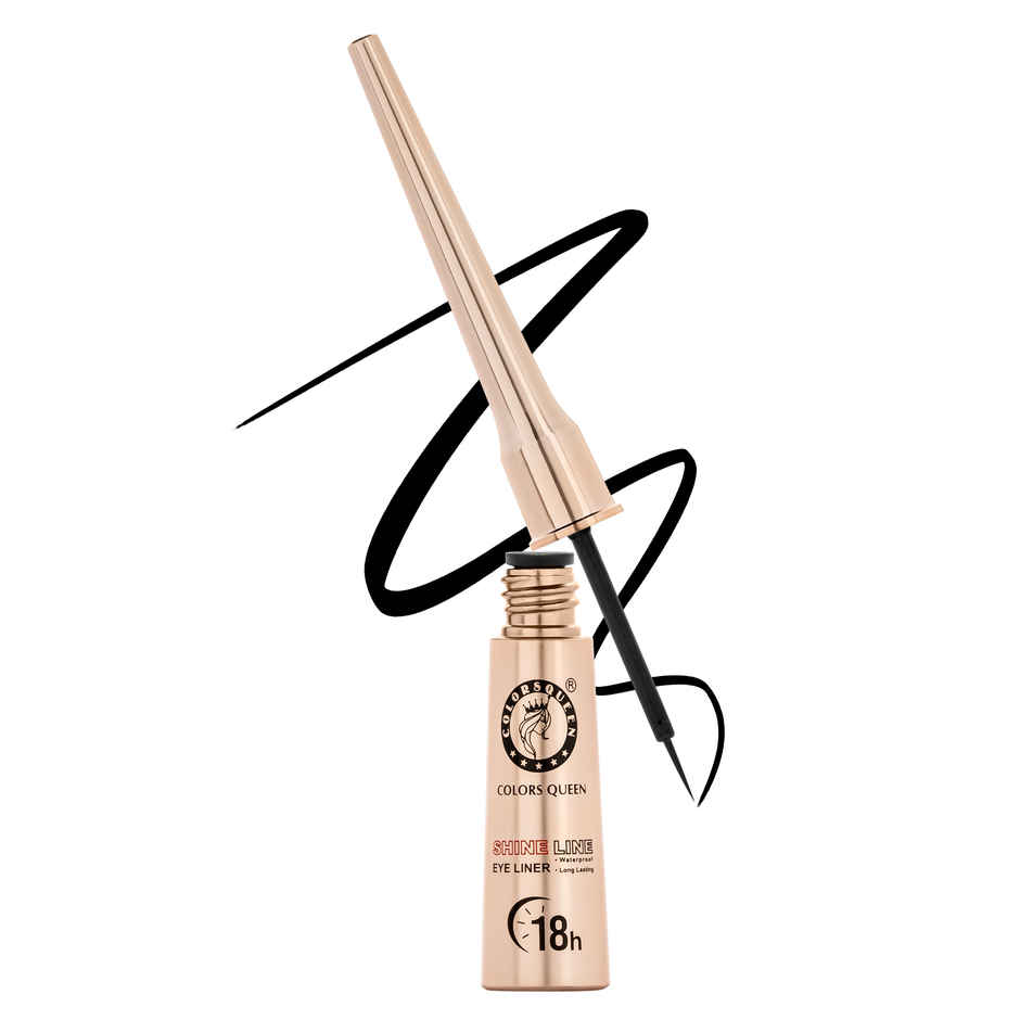 Colors Queen Black shine line Eyeliner | Matte Finish, up to 12 Hrs | Waterproof | One Stroke Glide