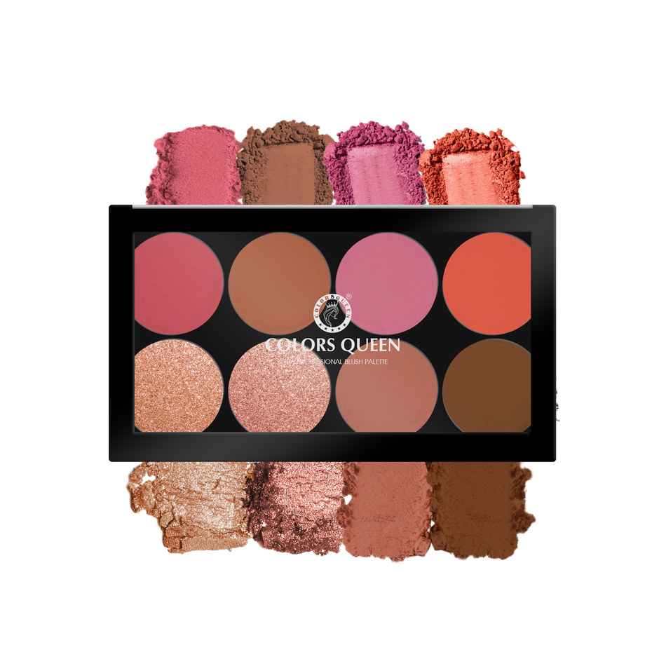Colors Queen Ultra Professional Blush Palette with Shimmer Highlighters and Contour | Shade | 02