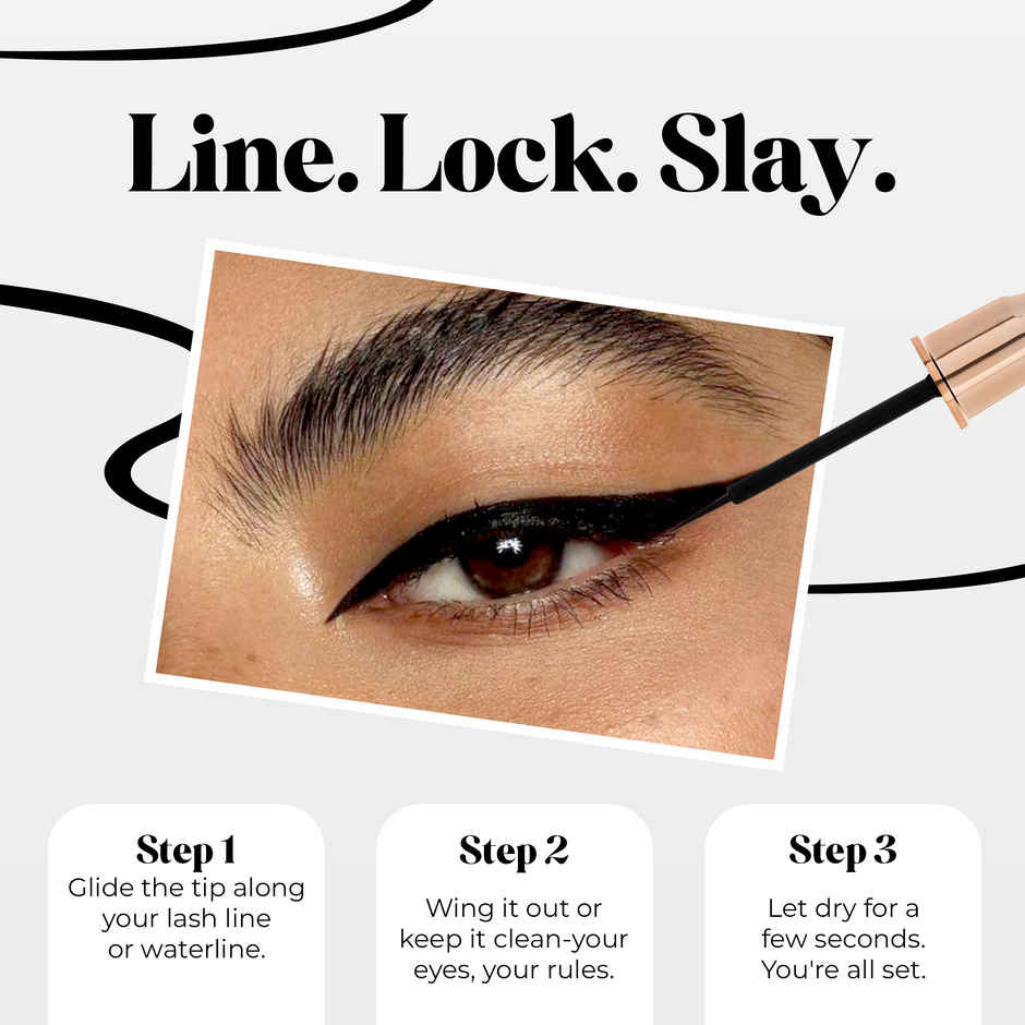 Colors Queen Black shine line Eyeliner | Matte Finish, up to 12 Hrs | Waterproof | One Stroke Glide