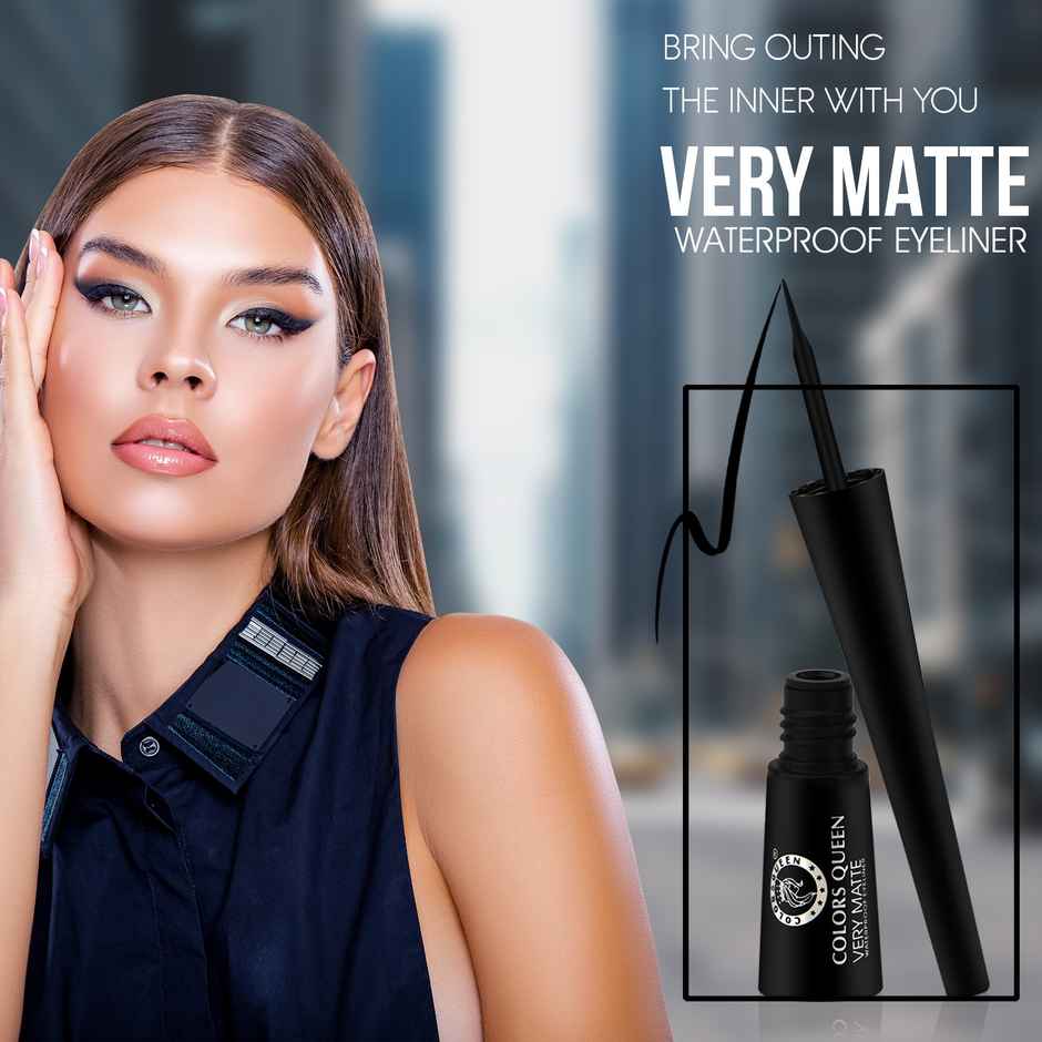 Colors Queen Very Matte Eyeliner | Quick Drying Formula | Long Lasting Liquid Eyeliner | Black