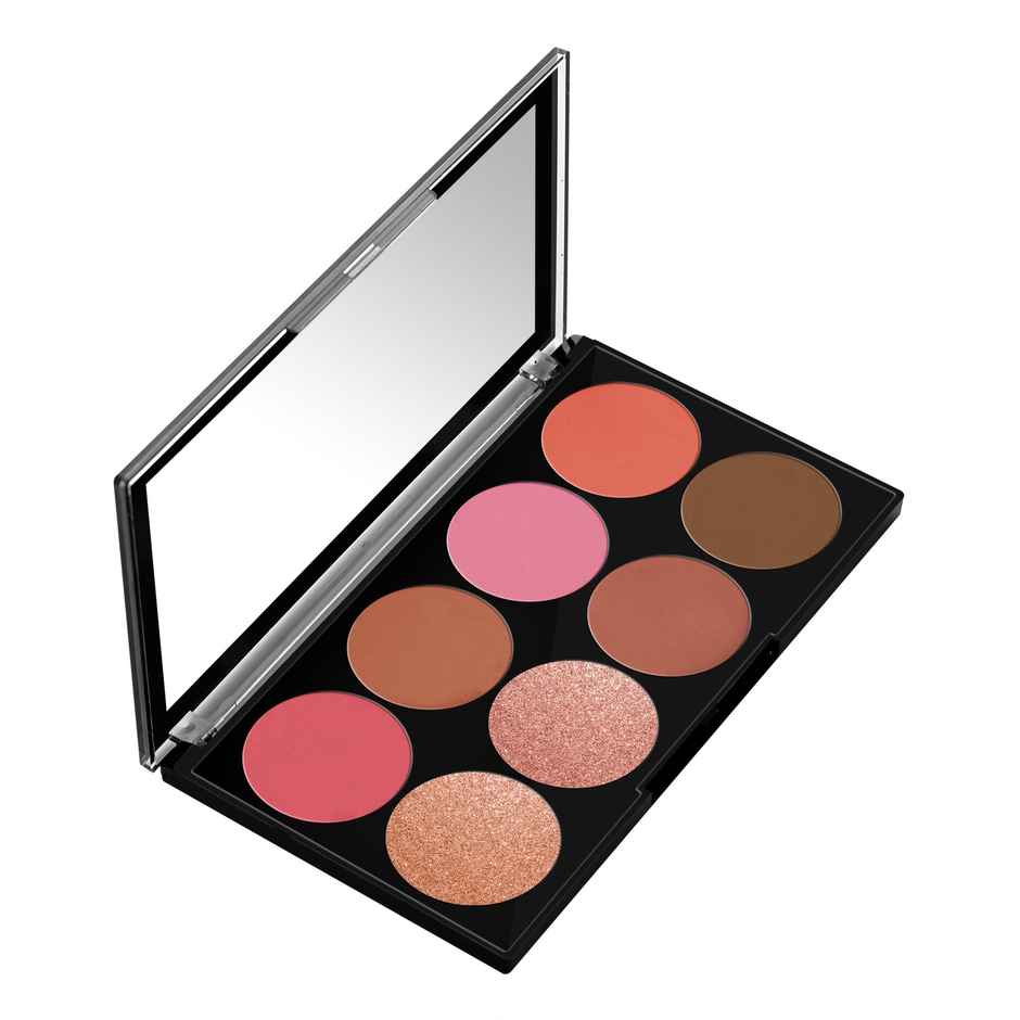 Colors Queen Ultra Professional Blush Palette with Shimmer Highlighters and Contour | Shade | 02