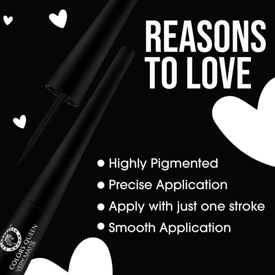 Colors Queen Very Matte Eyeliner | Quick Drying Formula | Long Lasting Liquid Eyeliner | Black