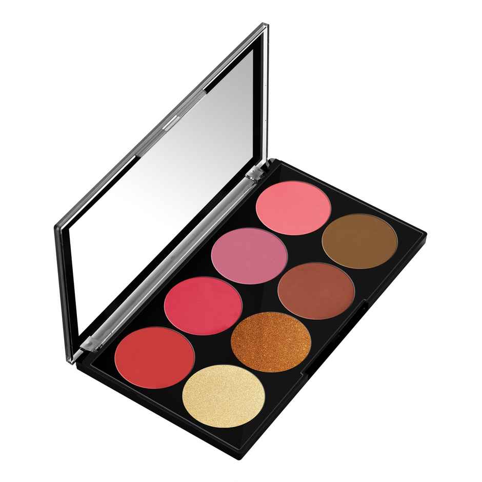 Colors Queen Ultra Professional Blush Palette with Shimmer Highlighters and Contour | Shade | 01