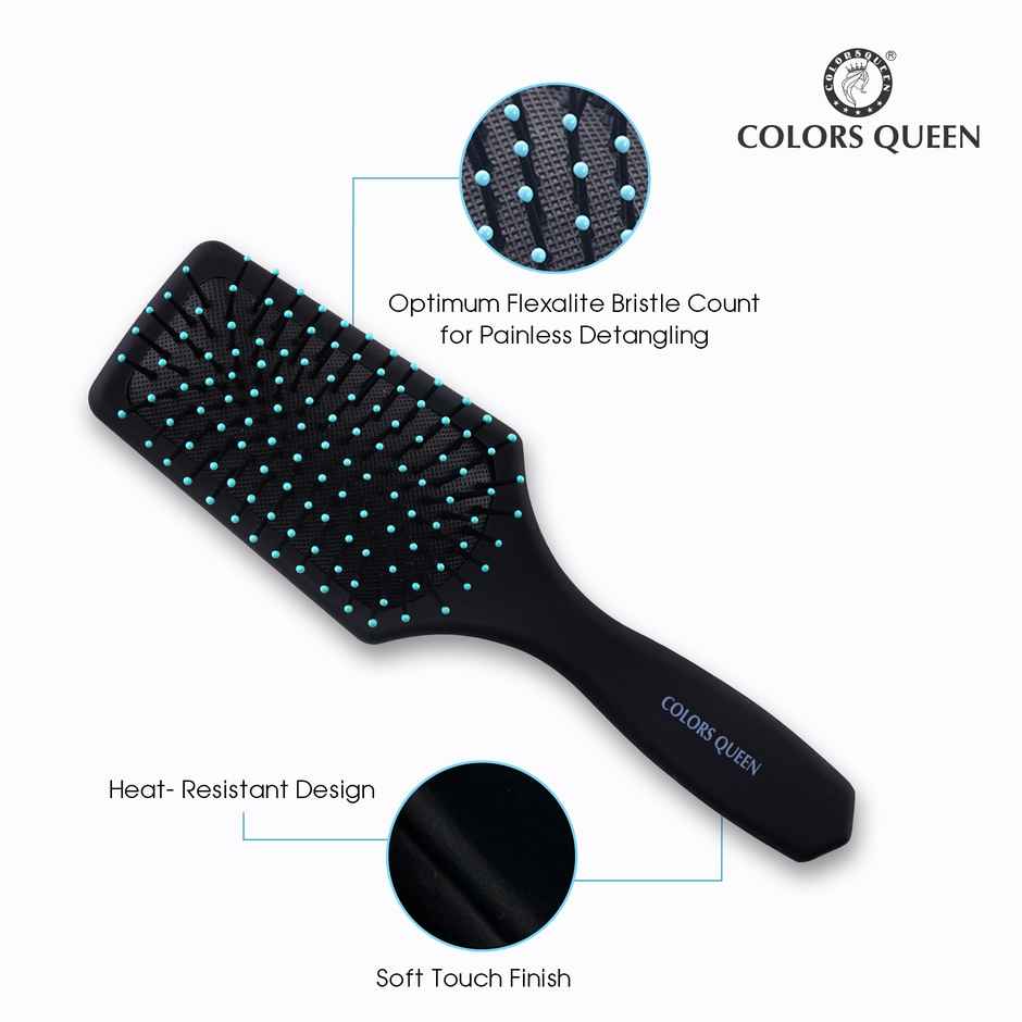 Colors Queen Flat Cushion Hair Brush with Strong & Flexible Bristles