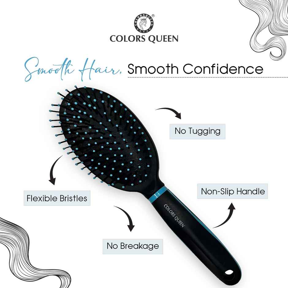 Colors Queen Cushion Hair Brush with Strong & Flexible Bristles | Hair Brush for Men & Women