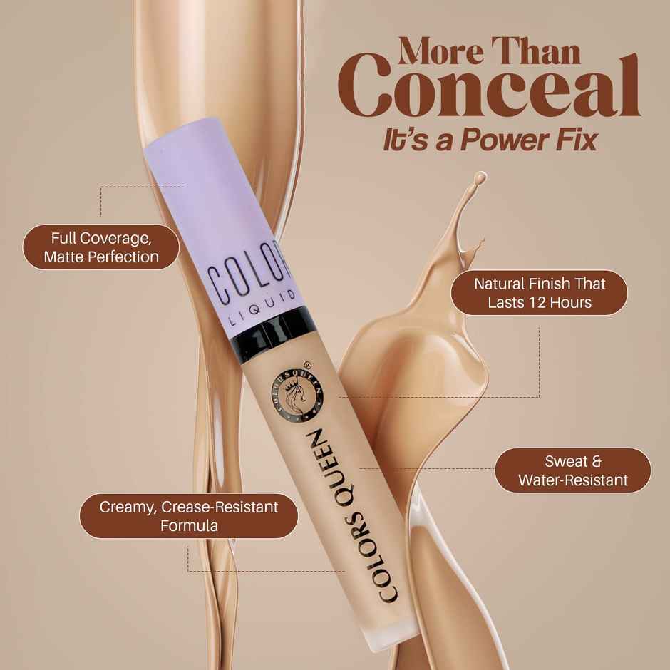 Colors Queen Conceal & Reveal Liquid Long Lasting Concealer with Matte Finish | Orange Corrector