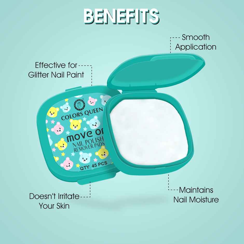 Colors Queen Move On Nail Polish Remover Pads | 45 Wipes | Assorted