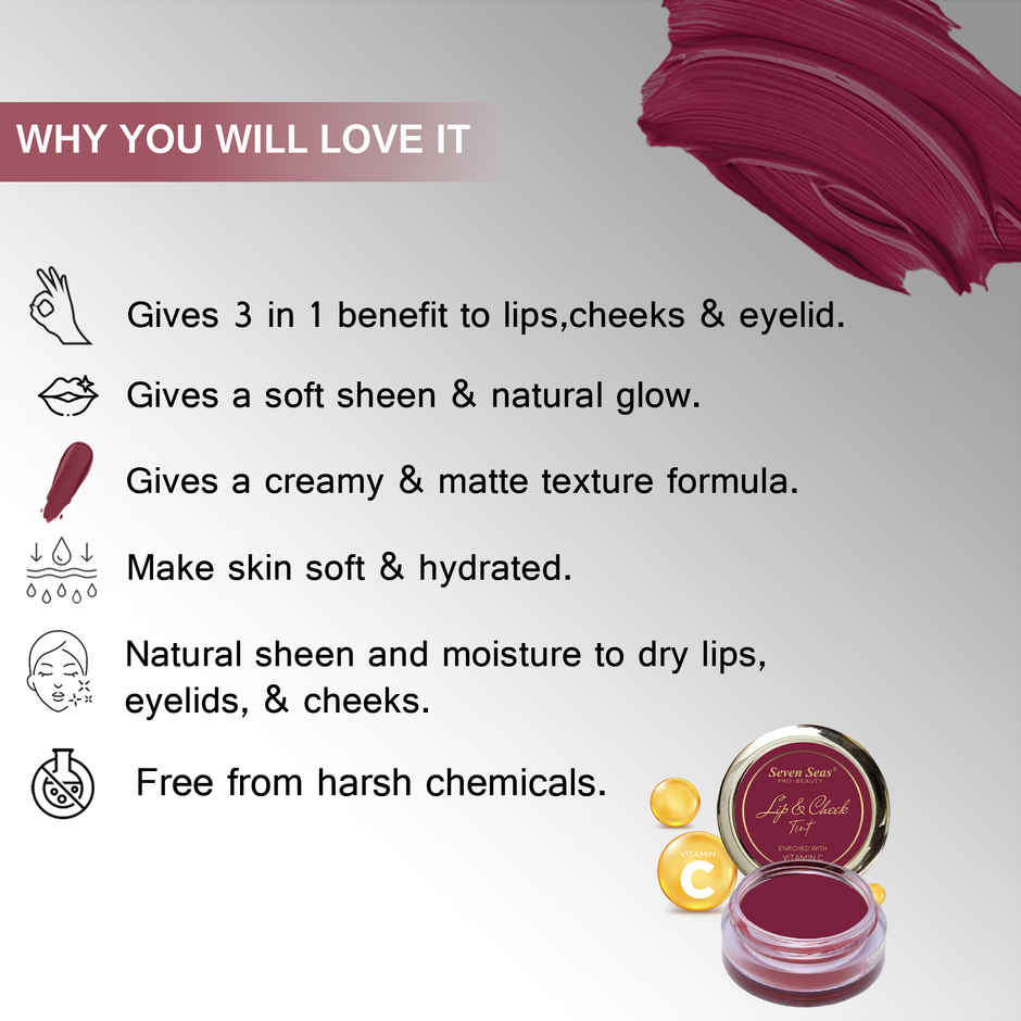 Seven Seas Lip And Cheek Tint | Enriched With Vitamin C | Lip | Cheek And Eye Tint