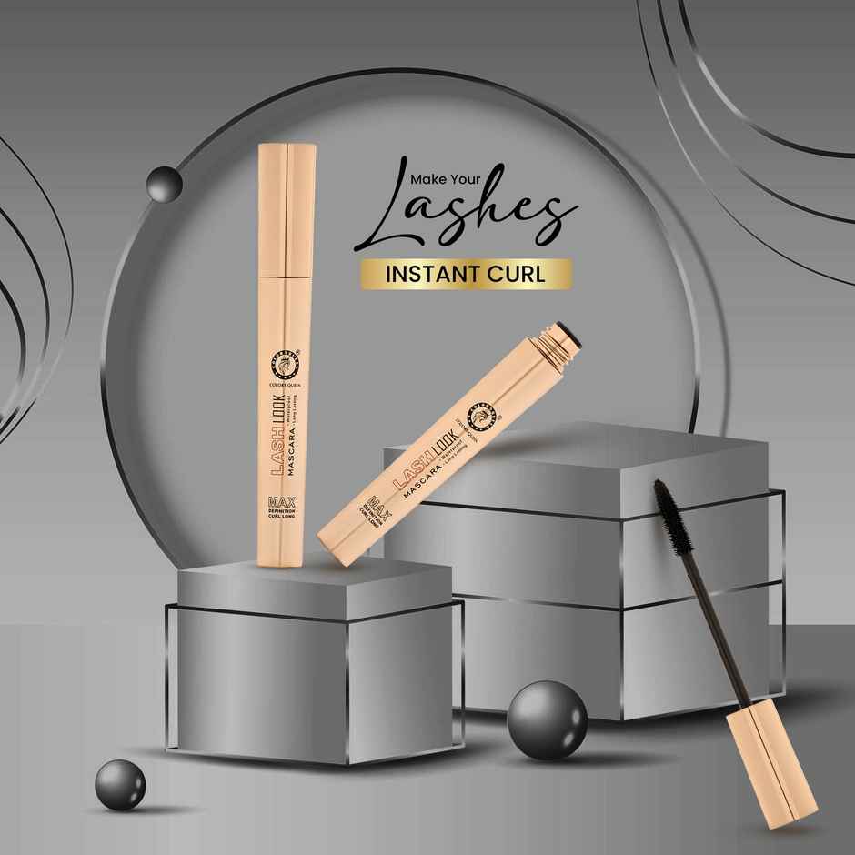 Colors Queen Lash Look Long Lasting Lengthening Mascara 9 Ml Black Smudge Proof& Waterproof Mascara