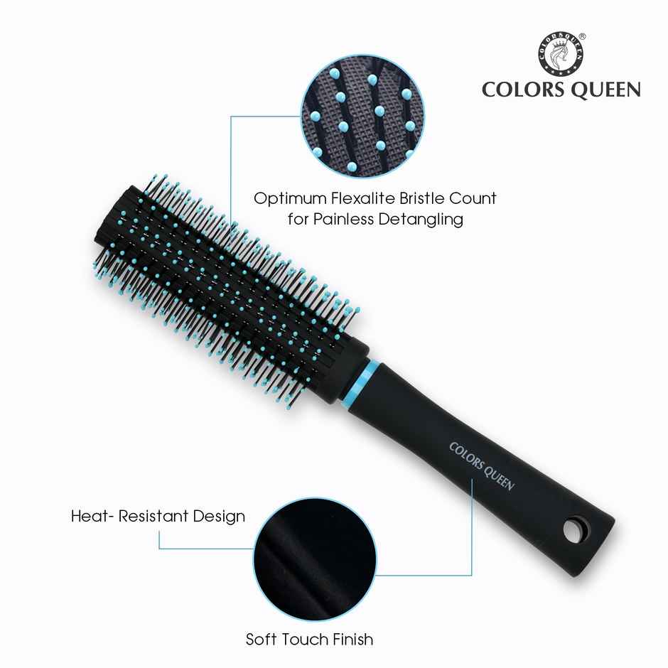 Colors Queen Round Hair Brush with Strong & Flexible Bristles Having Anti | static ball Tips