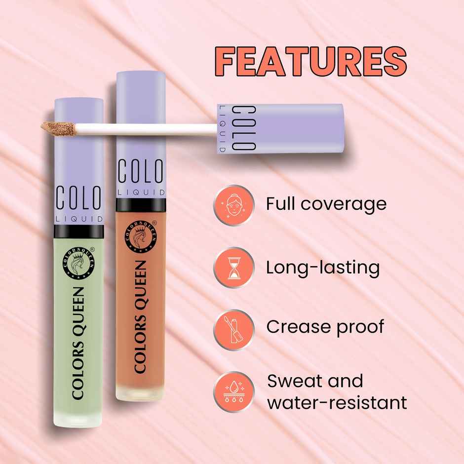 Colors Queen Conceal & Reveal Liquid Long Lasting Concealer with Matte Finishl | Orange Corrector