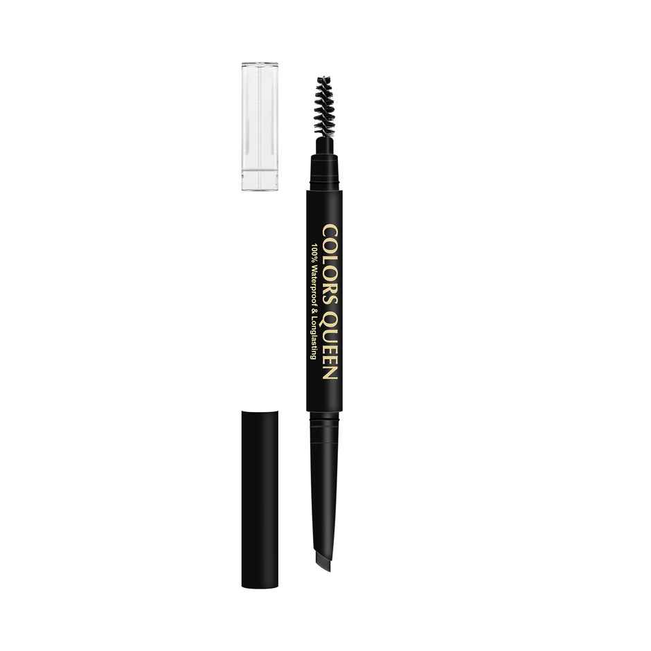 Colors Queen Brow Master Eyebrow Definer Pencil with Spoolie Smudge Proof | Black