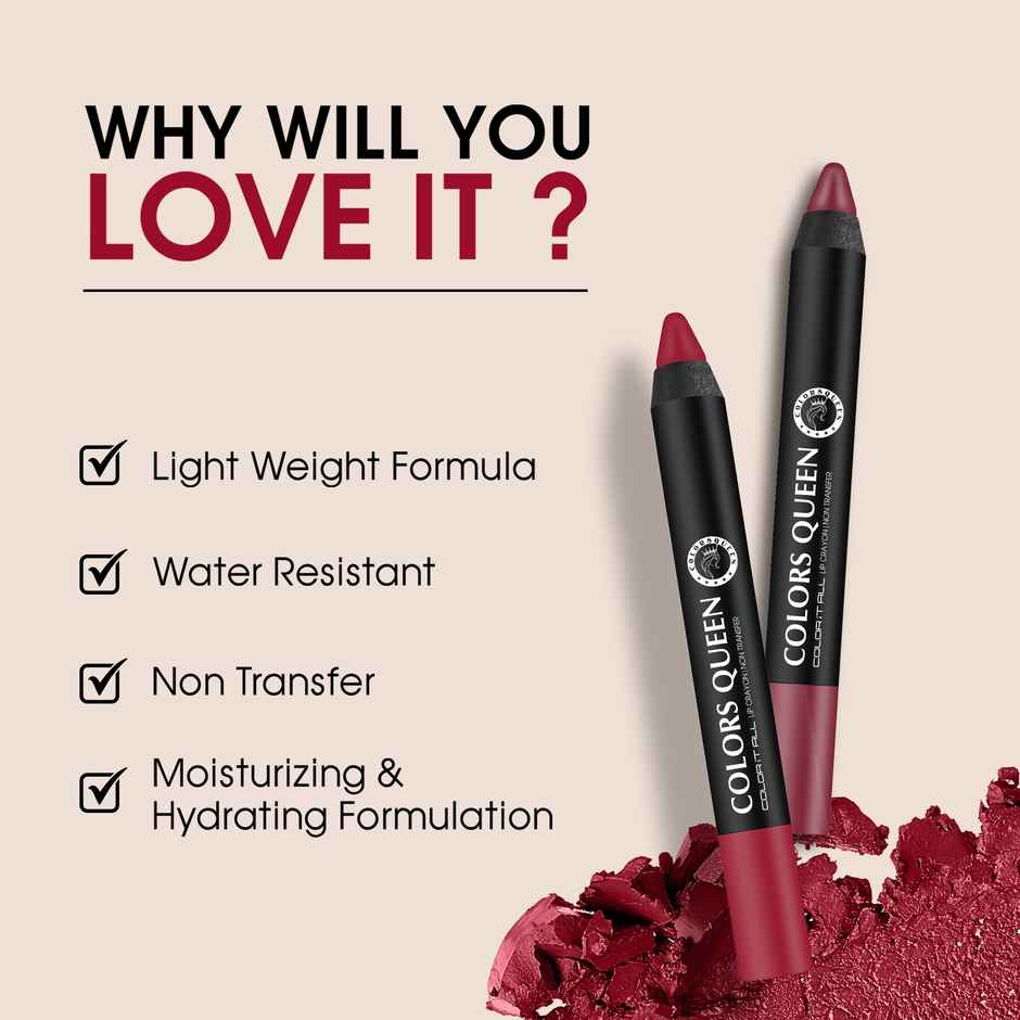 Colors Queen Color It All Non|Transfer Lip Crayon Lipstick Lip Crayon for Women | Rusty Nude