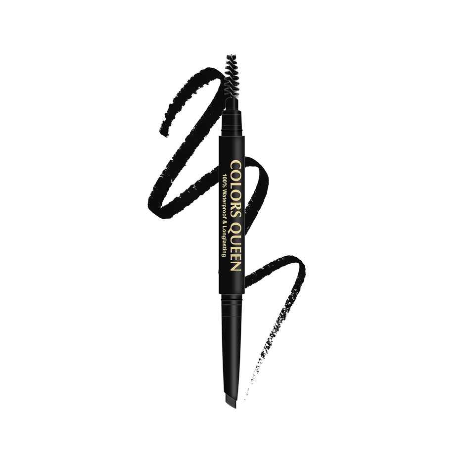 Colors Queen Brow Master Eyebrow Definer Pencil with Spoolie Smudge Proof | Black
