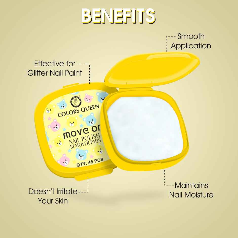 Colors Queen Move On Nail Polish Removers Pads | 45 Wipes | Assorted