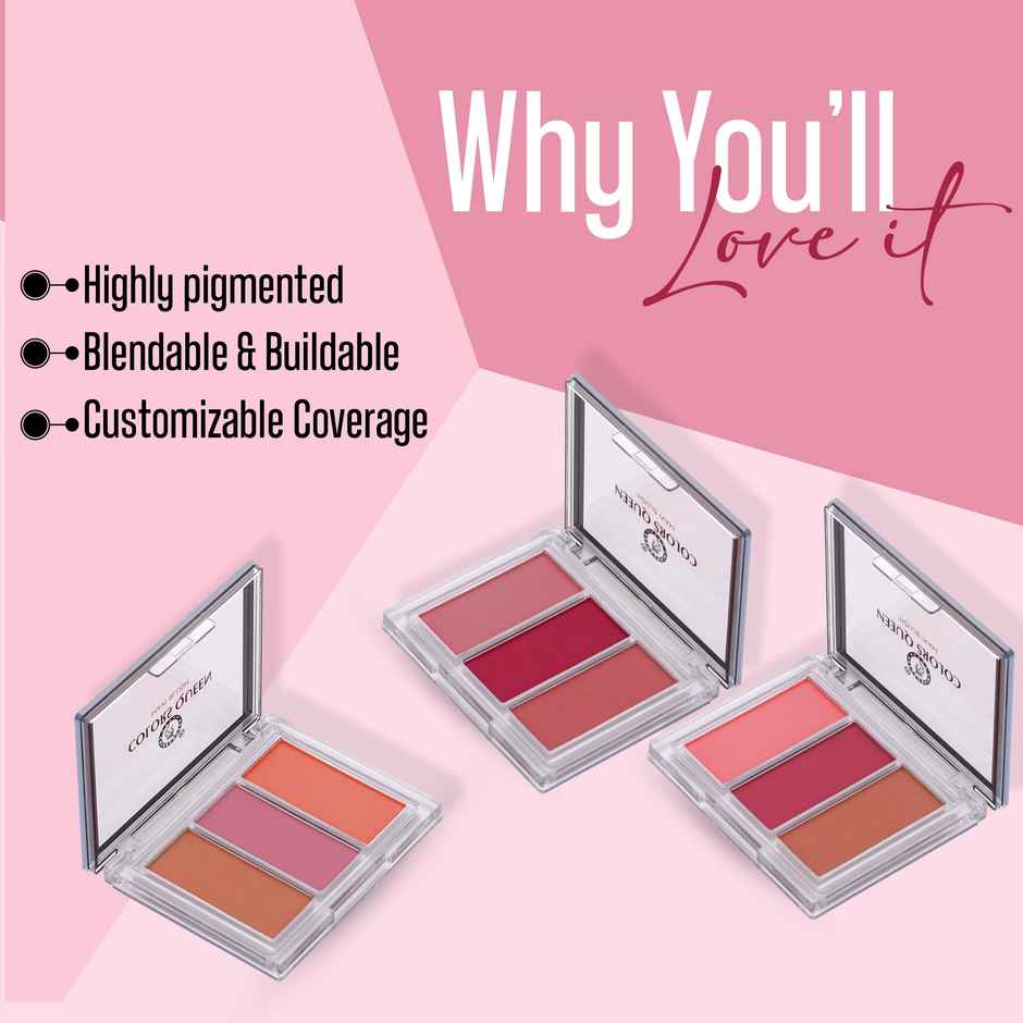 Colors Queen 3 Multicolor Maxi Blush Blusher for Face Makeup | Shade | 02