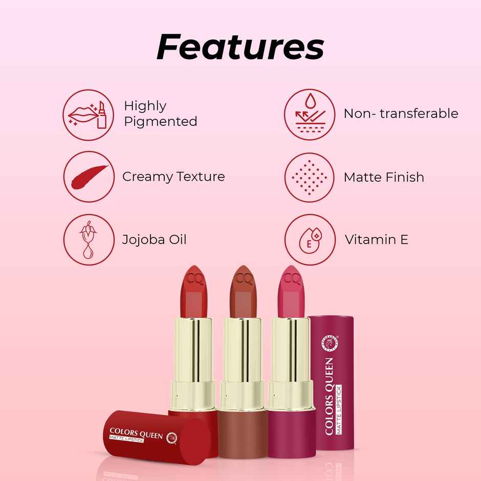 Colors Queen Lippie Creamy Matte Lipstick for Women Infused with Jojoba Oil | 04 | Hot Chocolate