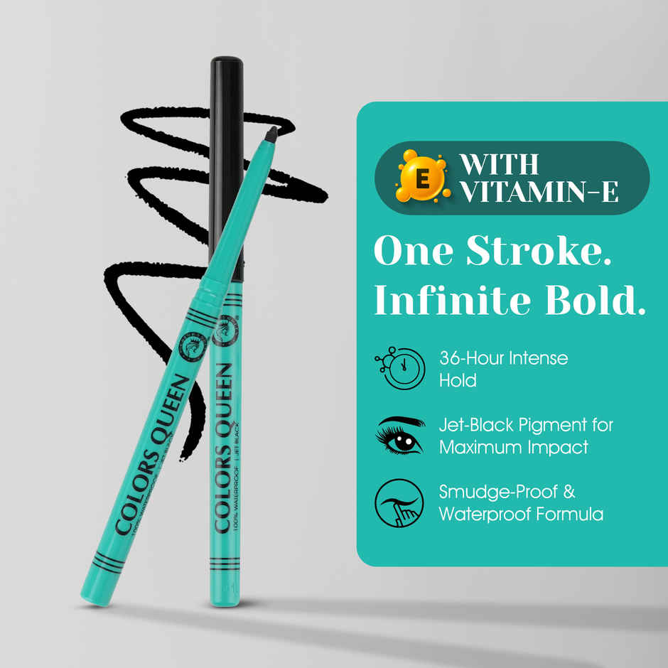 Colors Queen Bold Eyes Auto Kohl Kajal With Vitamin E | Jet Black
