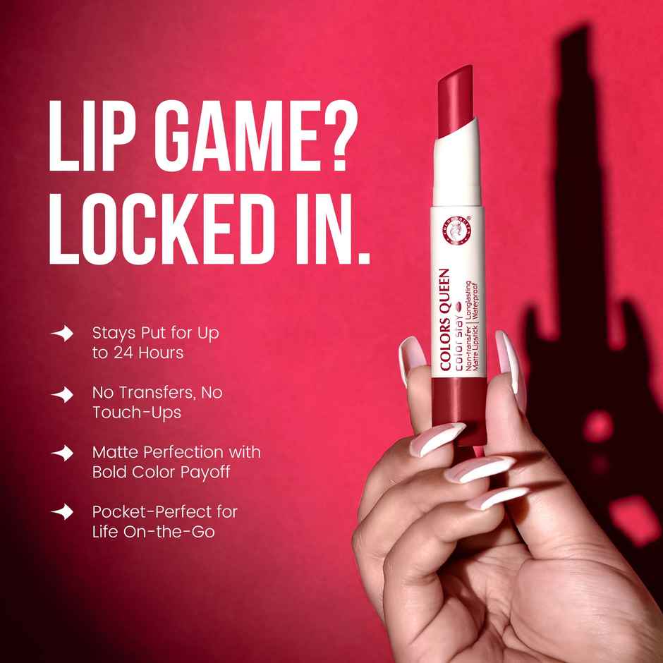 Colors Queen Color Stay Matte Lipstick |Matte Finish, Transferproof Lipstick for Women | Wine