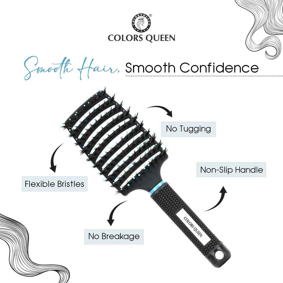 Colors Queen Detangler Hair Brush with Strong & Flexible Bristles